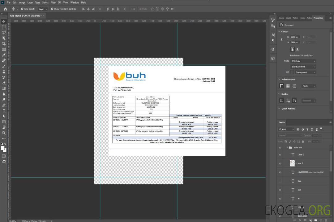 Relevé bancaire Haïti BUH template Relevé bancaire Haïti BUH template